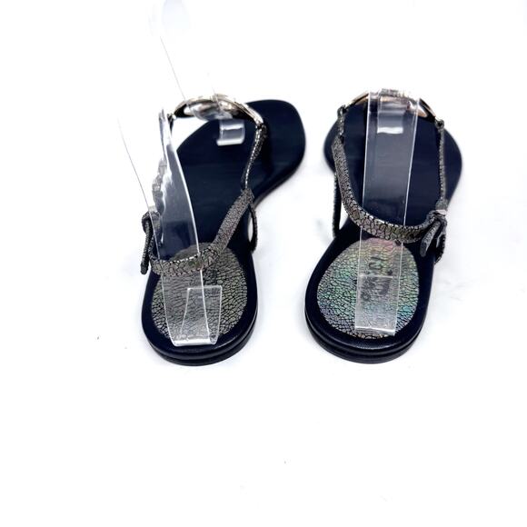 GUCCI GG Black Silver Logo Monogram Ellesmere Heart Designer Vintage Sandals 36 - Picture 5 of 10